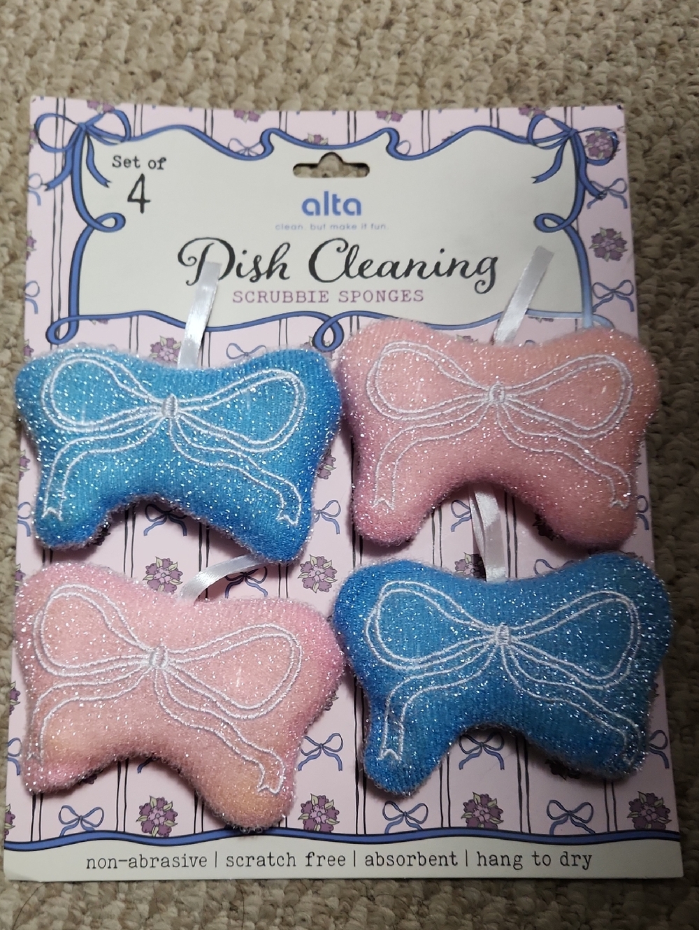 Alta Dish Cleaning Scrubbie Sponges - Pink & Blue Set of 4